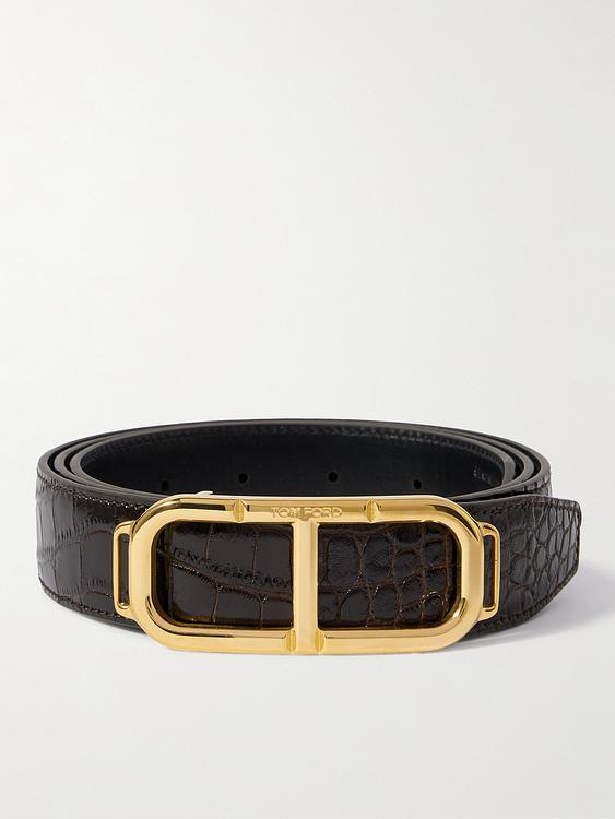 Striped black belt from Tom Ford