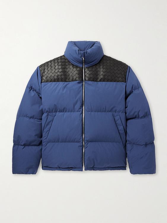 Dark blue down jacket from Bottega Veneta