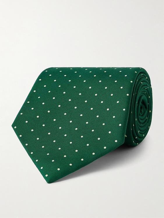 Dotted dark green tie from Dunhill