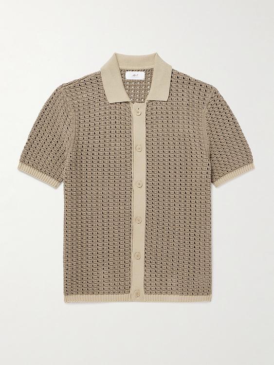 Striped taupe short sleeve shirt from Mr P.