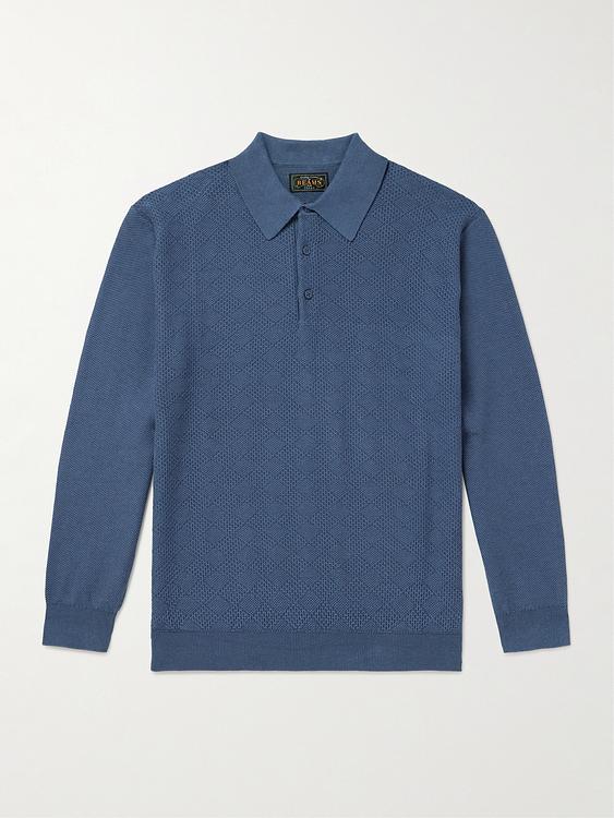 Blue long sleeve polo shirt from Beams Plus