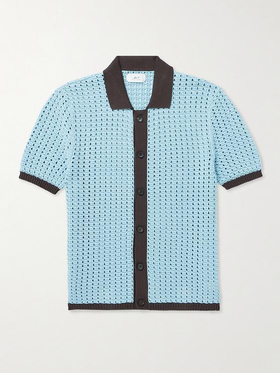 Striped light blue short sleeve shirt from Mr P.