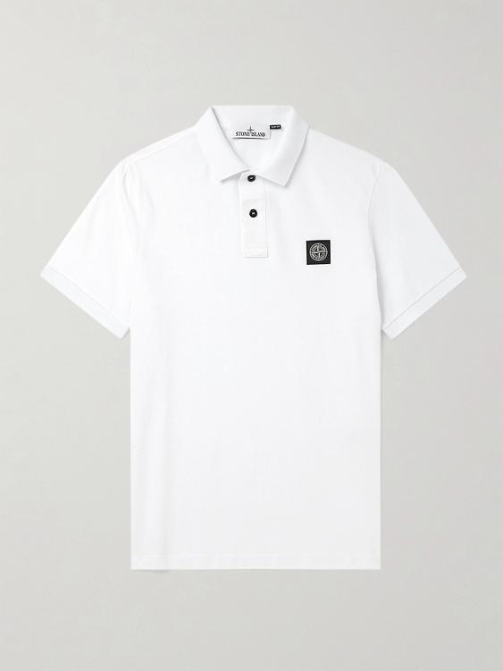 White short sleeve polo shirt from Stone Island
