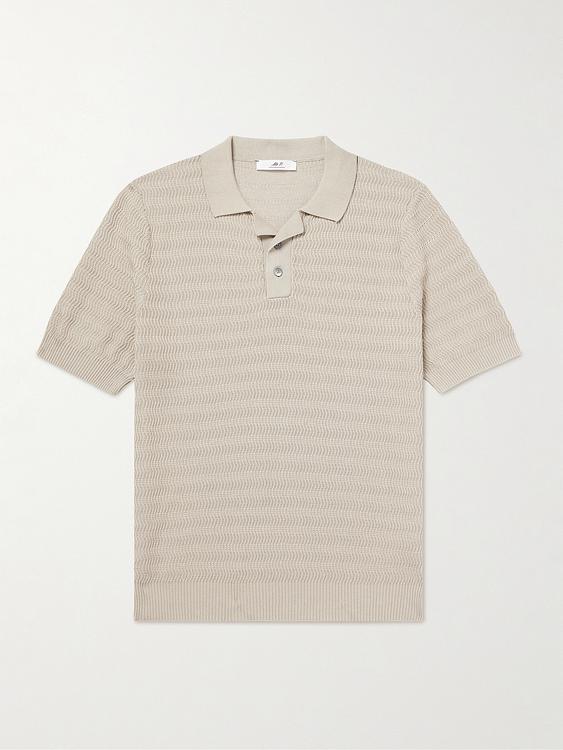 Beige short sleeve polo shirt from Mr P.