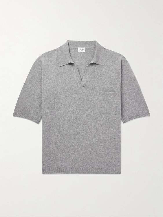 Grey short sleeve polo shirt from Saint Laurent