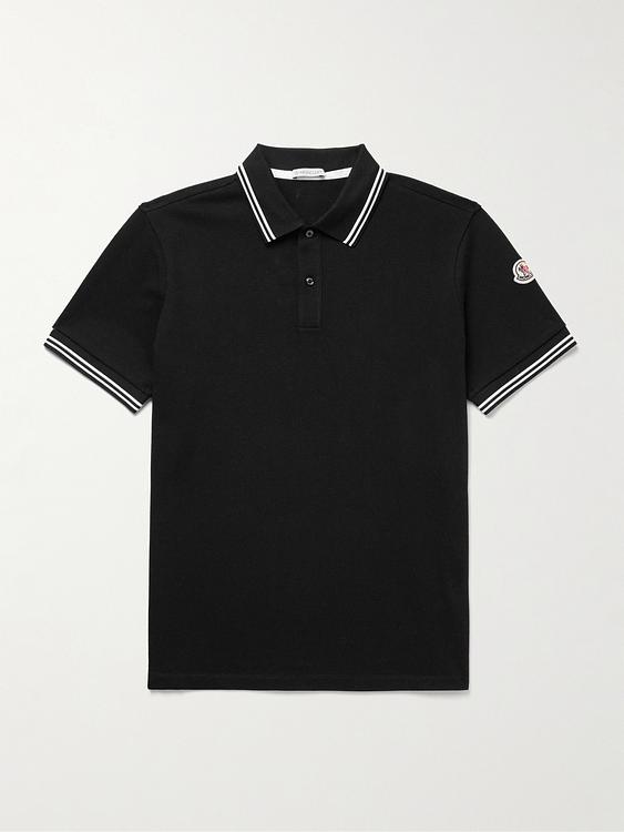 Black short sleeve polo shirt from Moncler