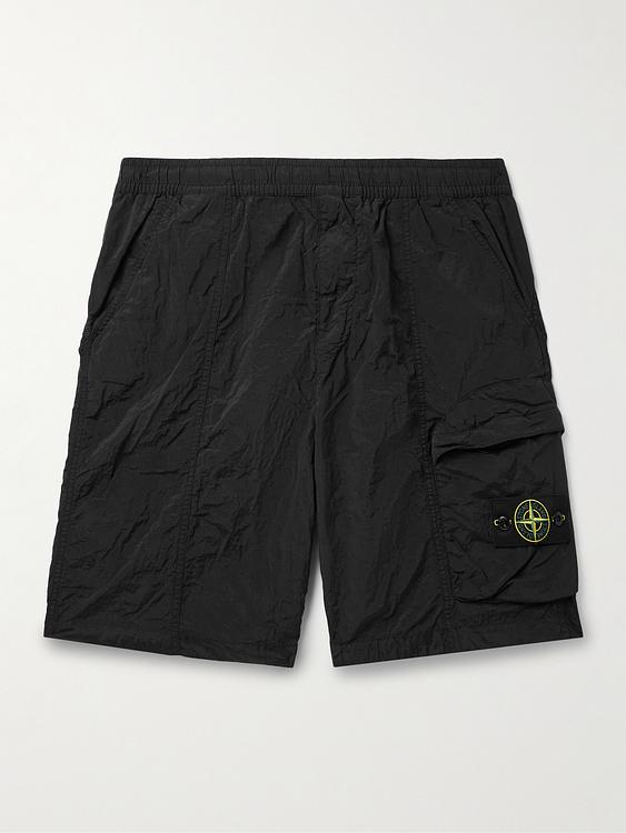 Black cargo shorts from Stone Island