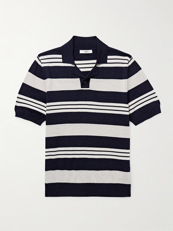 Striped black short sleeve polo shirt from Mr P.