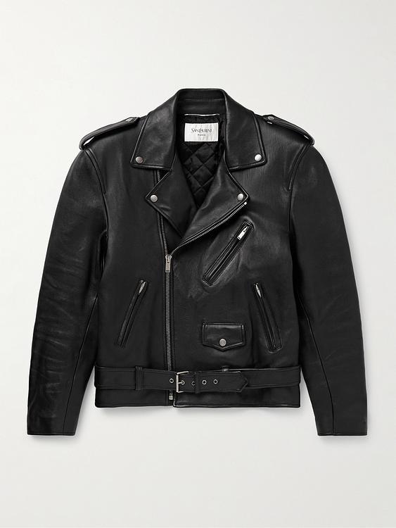 Black leather jacket from Saint Laurent