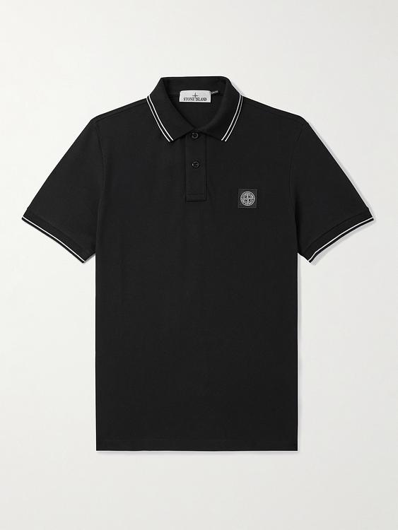 Black short sleeve polo shirt from Stone Island