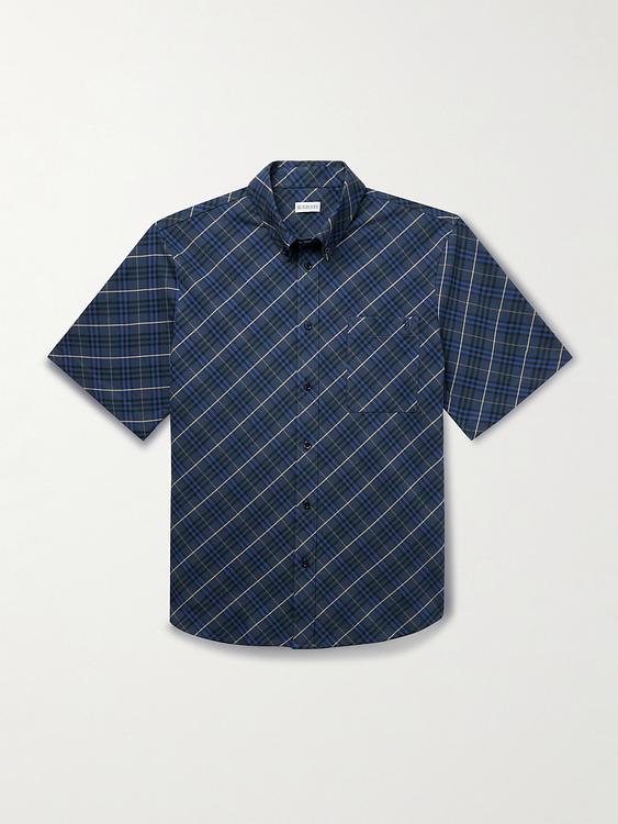 Checkered dark blue short sleeve shirt from Burberry