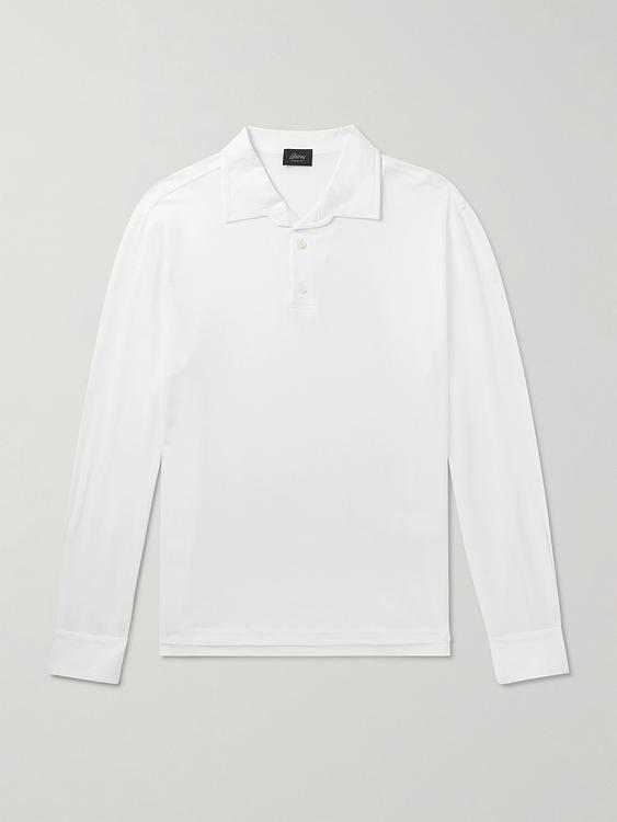 White long sleeve polo shirt from Brioni