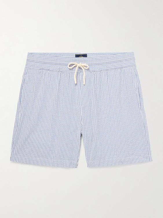 Striped white sweatshorts from Portuguese Flannel