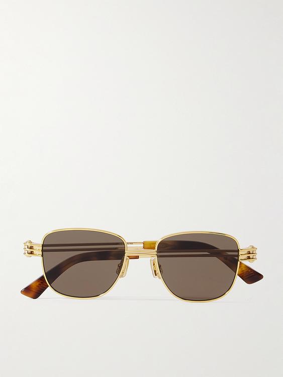 Dark yellow d-frame sunglasses from Bottega Veneta