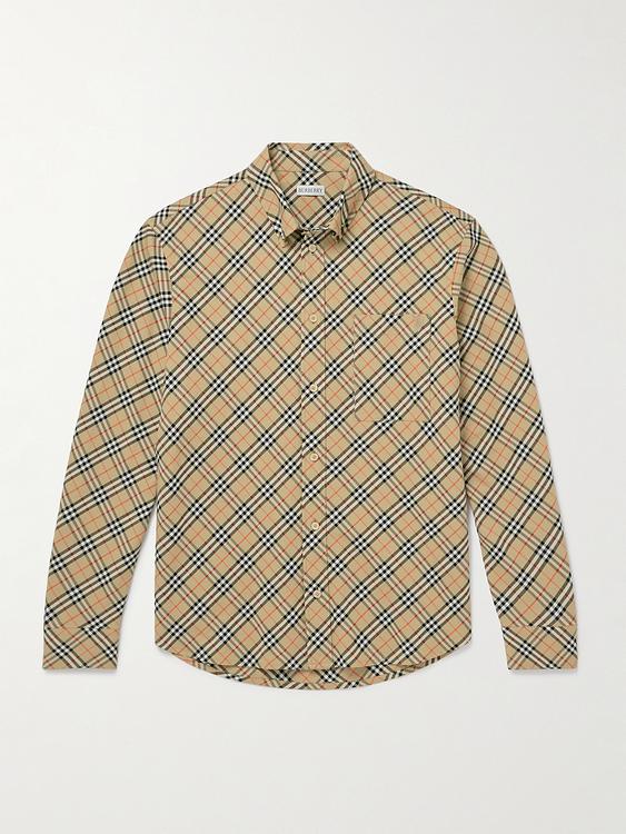 Striped taupe casual shirt from Burberry