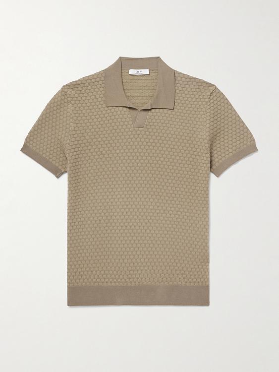 Taupe short sleeve polo shirt from Mr P.