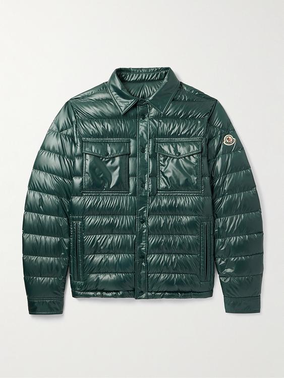 Print dark green down jacket from Moncler