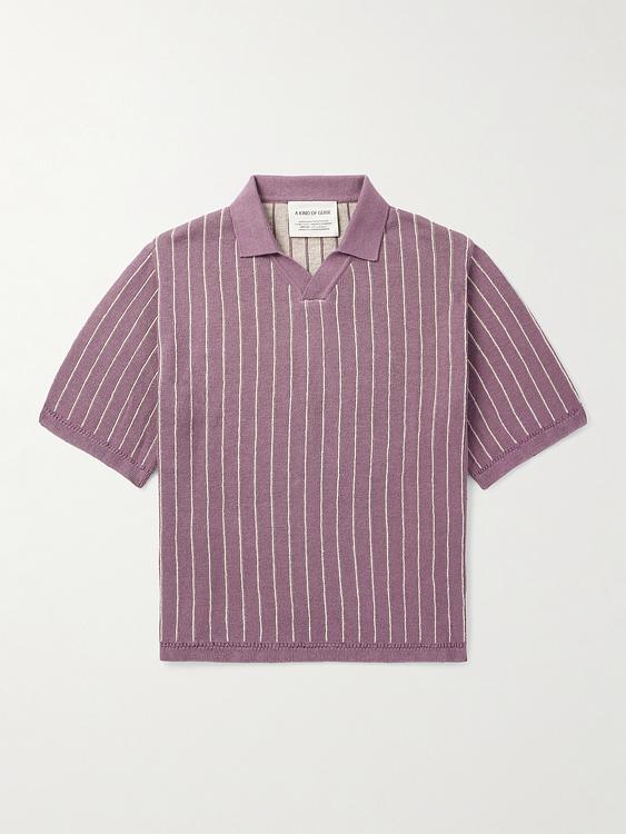 Striped purple short sleeve polo shirt from A Kind Of Guise