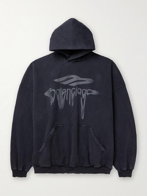 Print black hooded sweatshirt from Balenciaga