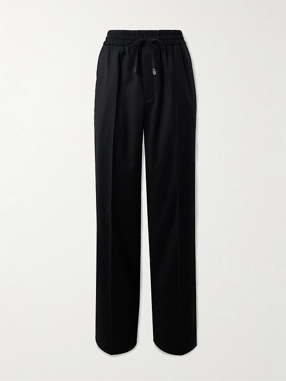 Black wide-leg formal trousers from Brioni