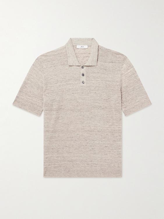 Beige short sleeve polo shirt from Mr P.