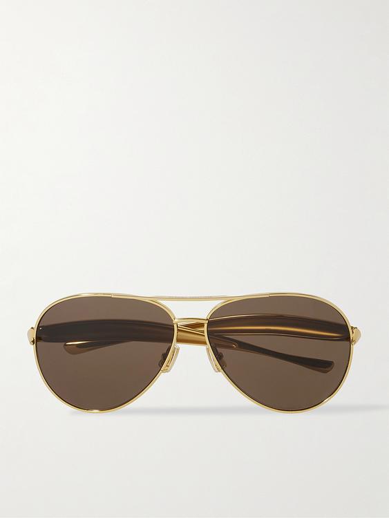 Dark yellow d-frame sunglasses from Bottega Veneta