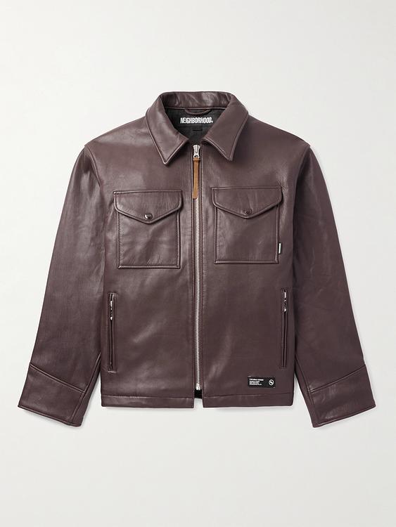 Dark brown leather jacket from Neighborhood