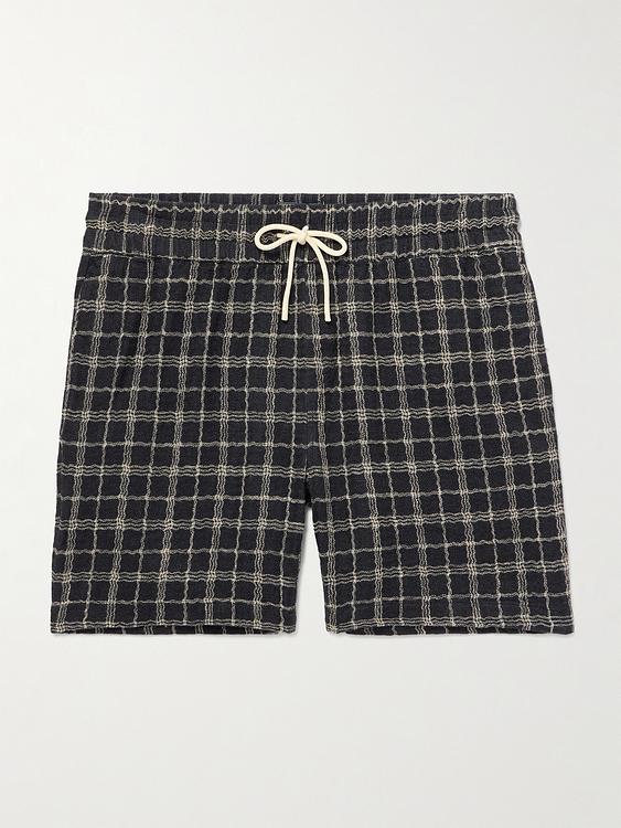 Checkered black sweatshorts from Portuguese Flannel