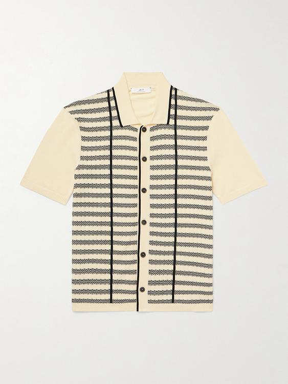 Striped yellow short sleeve shirt from Mr P.