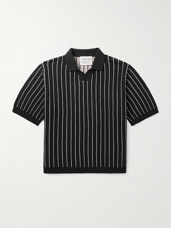 Striped black short sleeve polo shirt from A Kind Of Guise