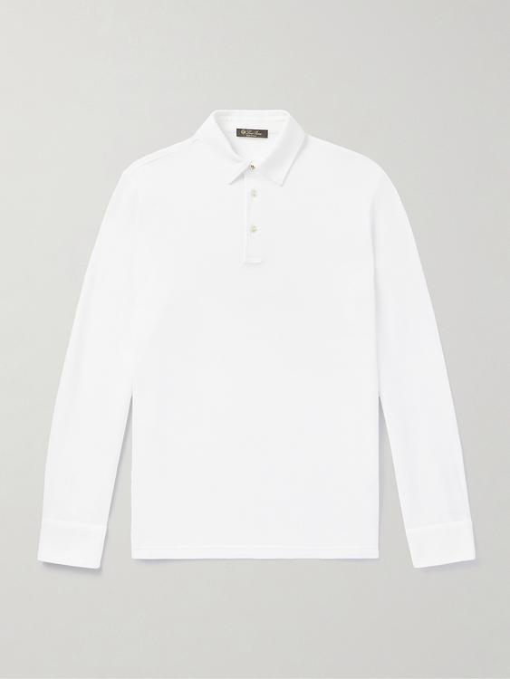 White long sleeve polo shirt from Loro Piana