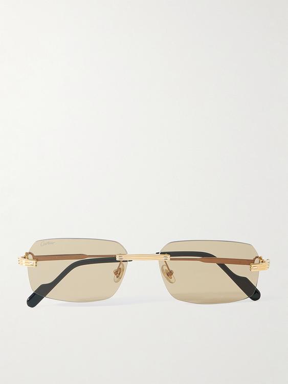 Beige d-frame sunglasses from Cartier Eyewear