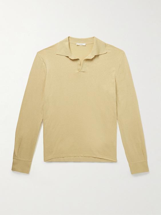 Beige long sleeve polo shirt from The Row