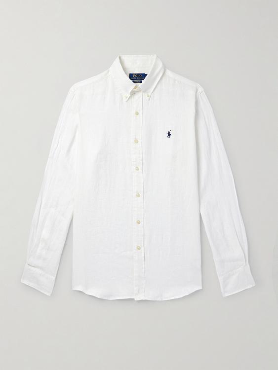 Striped white linen shirt from Polo Ralph Lauren