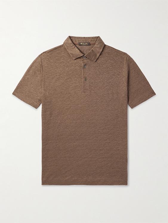 Taupe short sleeve polo shirt from Loro Piana