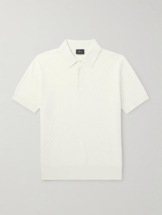 White short sleeve polo shirt from Brioni