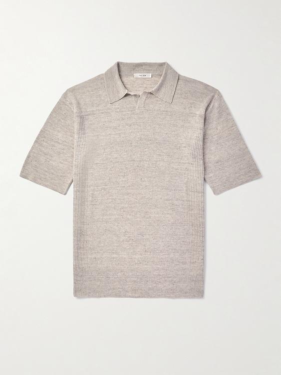 Beige short sleeve polo shirt from The Row