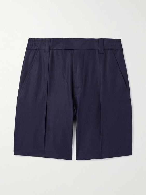 Dark blue linen shorts from Loro Piana