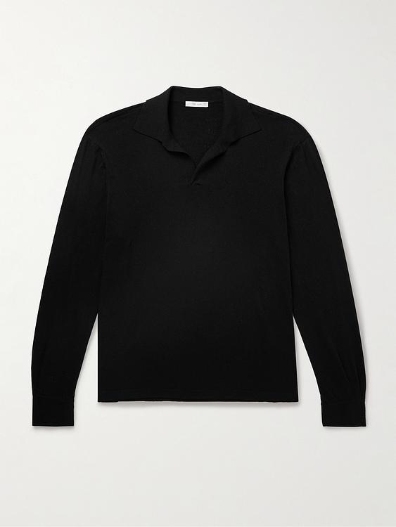 Black long sleeve polo shirt from The Row