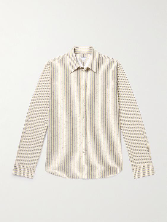 Striped white casual shirt from Bottega Veneta