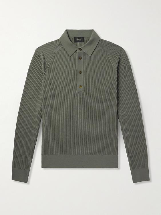 Dark green long sleeve polo shirt from Brioni