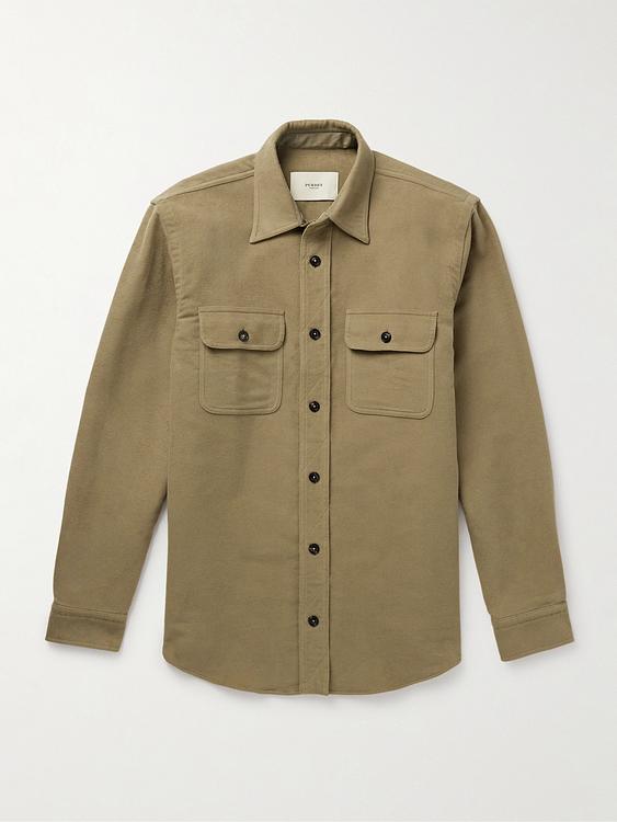 Taupe overshirt from Purdey