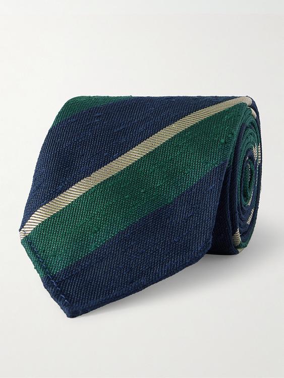 Striped dark blue tie from Drake's