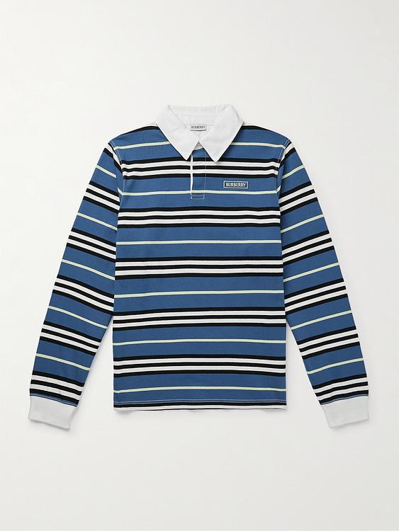Striped multicolor long sleeve polo shirt from Burberry
