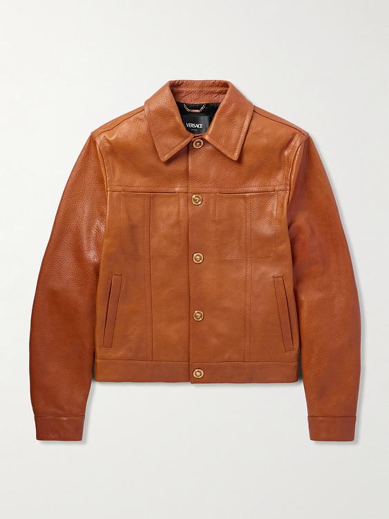 Dark red leather jacket from Versace
