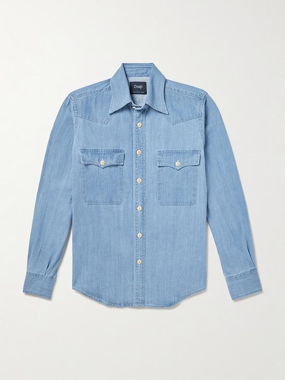 Blue denim shirt from Drake's