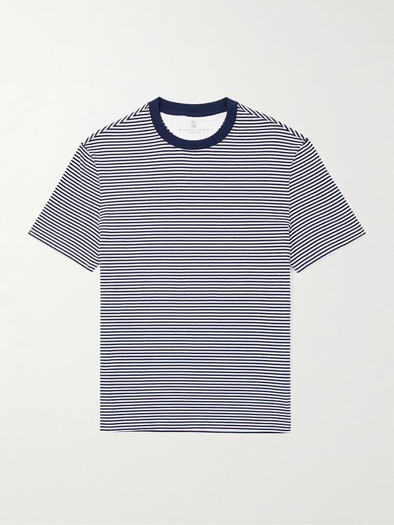 Striped white t-shirt from Brunello Cucinelli