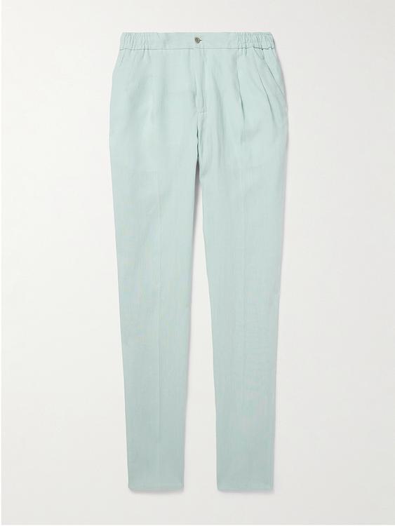 Grey linen trousers from Rubinacci