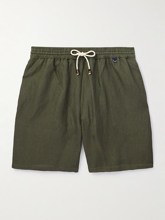 Dark green drawstring shorts from Rubinacci
