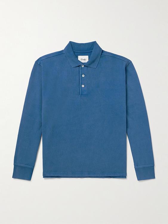 Blue long sleeve polo shirt from Drake's